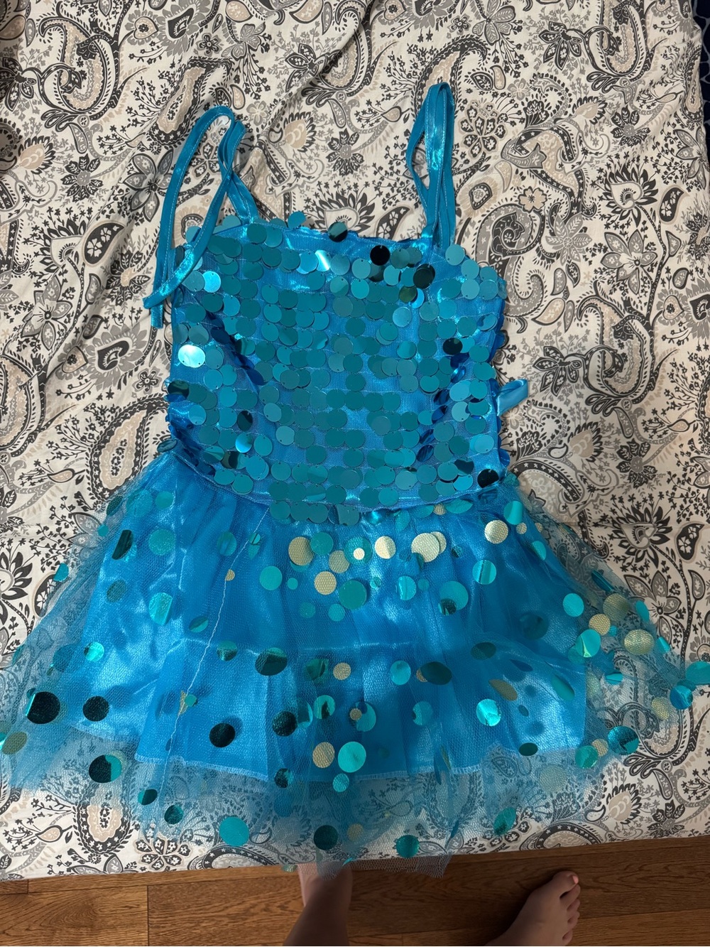 Sparkling Teal Sequin Tulle Costume Dress for Kids